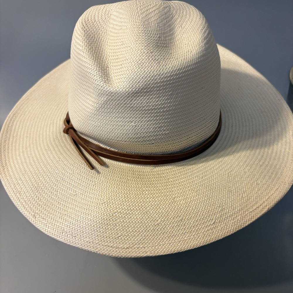 NEW Wyeth Straw Hat Lindsey Leather Hat Band Adjustable Band ($148 Retail) - Picture 6 of 11
